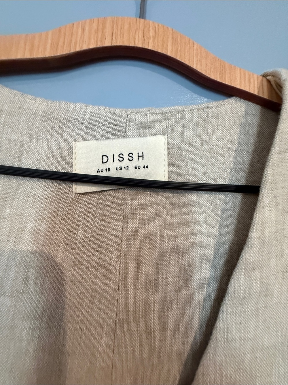 DISSH Natural Beige Linen Sleeveless Vest - Size 12 - Picture 5 of 7